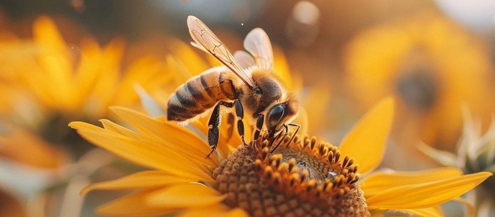 A bee on a yellow flower head